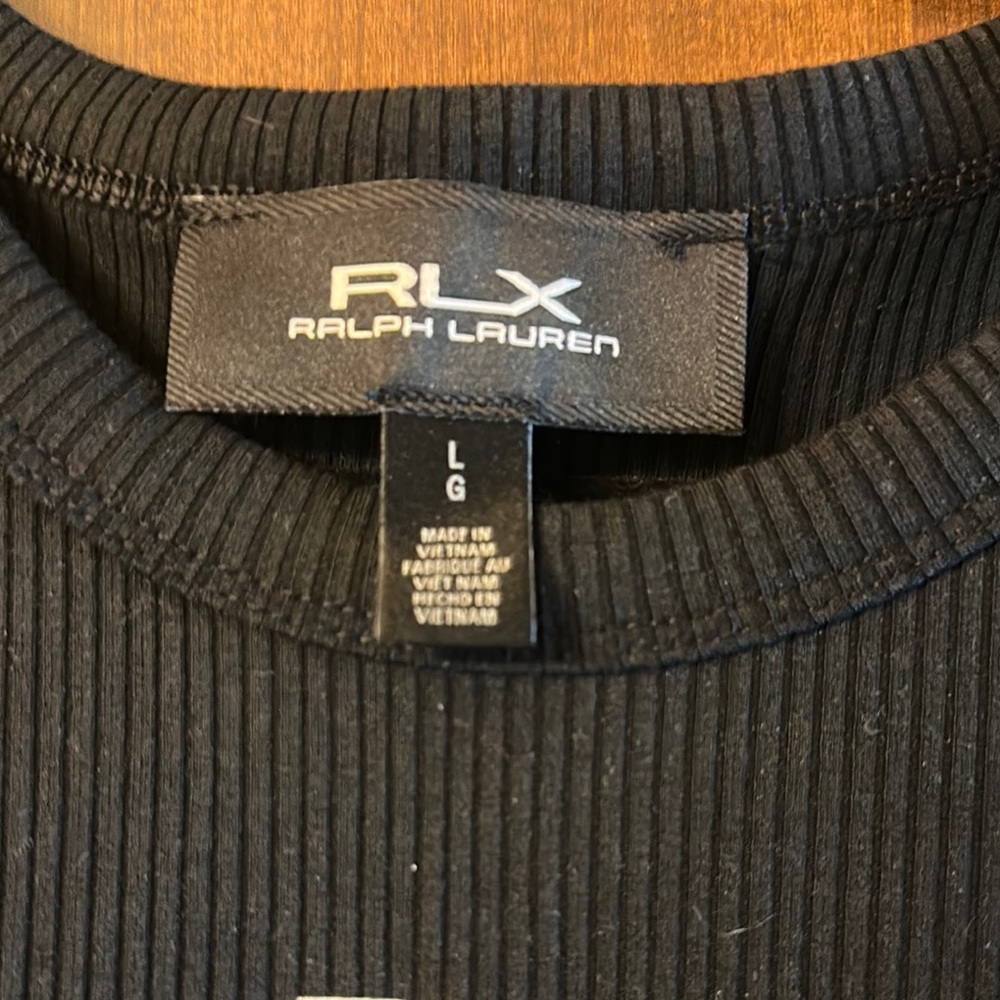 RLX Ralph Lauren Ribbed Black Tee - Picture 2 of 4